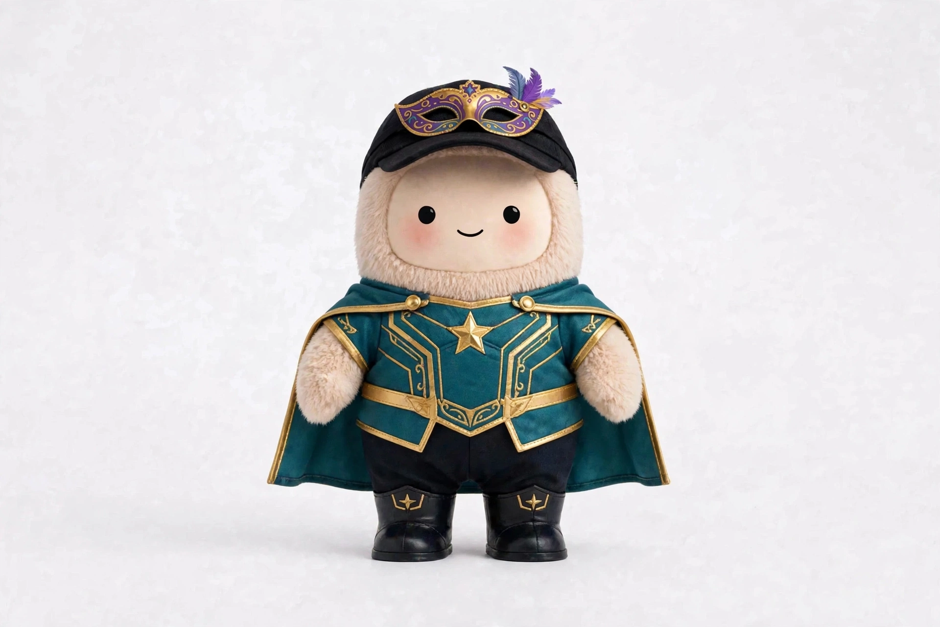 Costume Coach wearing Superhero Party Guest — A teal and gold star-emblem hero look for party day.