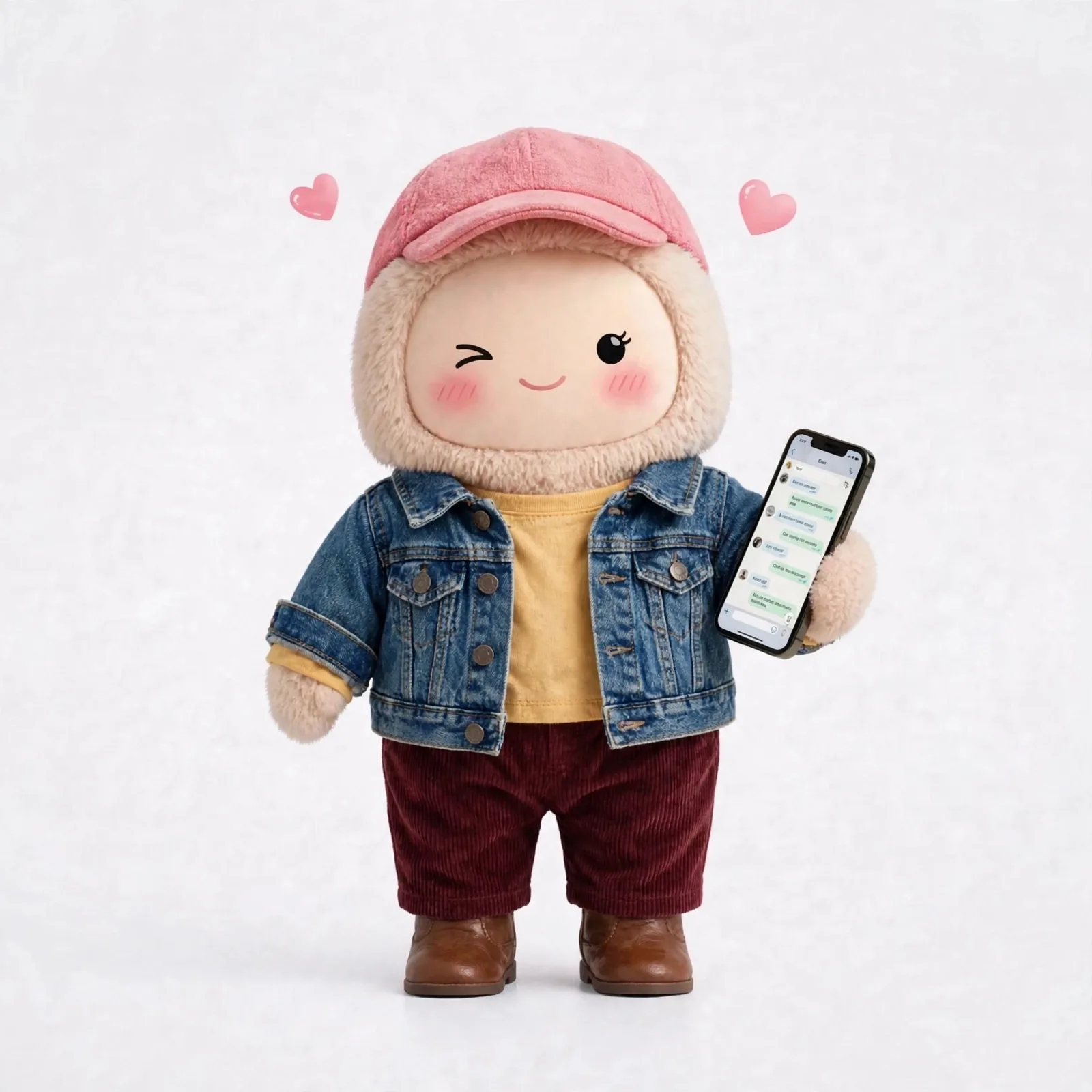 Flirty Companion wearing Autumn Denim Jacket — A crisp fall look with boots for pumpkin patch days.