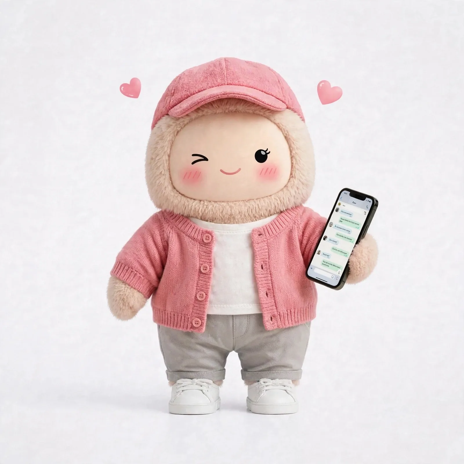 Flirty Companion wearing Rose Pink Cardigan — Soft layers and a little sparkle for a cheerful day out.