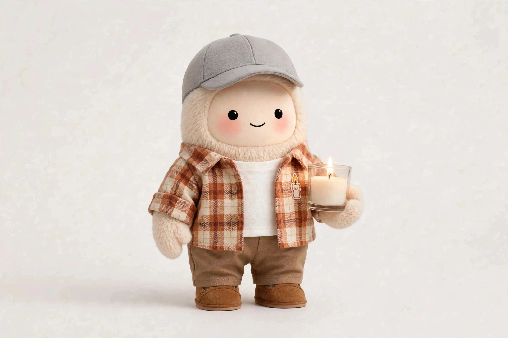 Grief Companion wearing Autumn Soft Flannel — Gentle warmth for slower autumn days.
