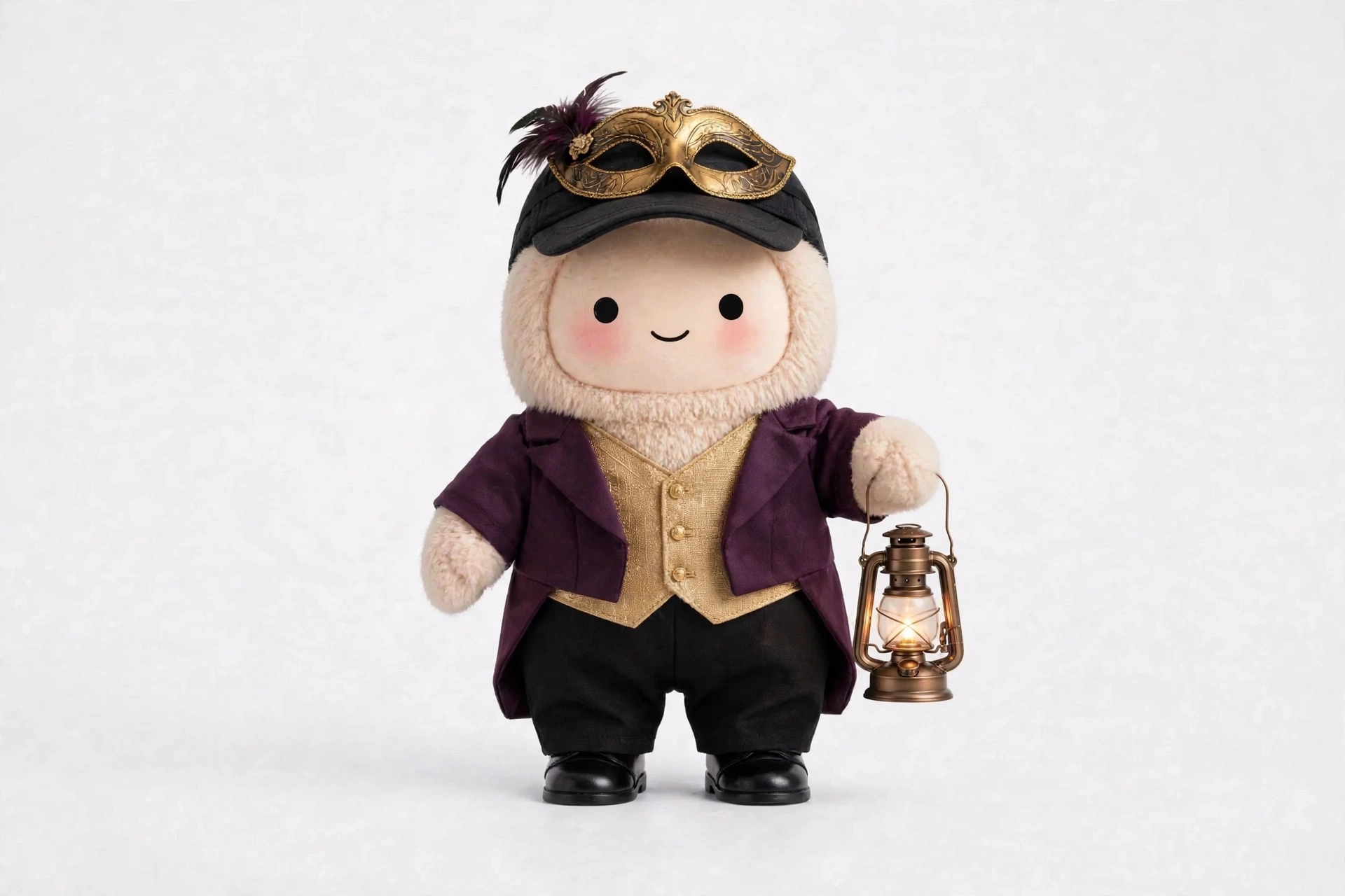 Haunted Host wearing Masquerade Host Elegant — Plum and gold masquerade elegance for a mystery night.