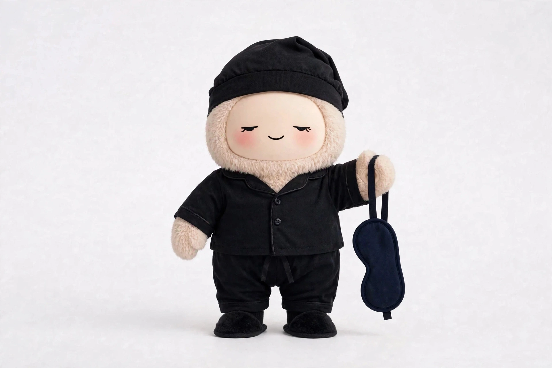 Night Shift Wind-Down wearing Daytime Sleep Set — Blackout-ready sleep set for bright daytime rest.