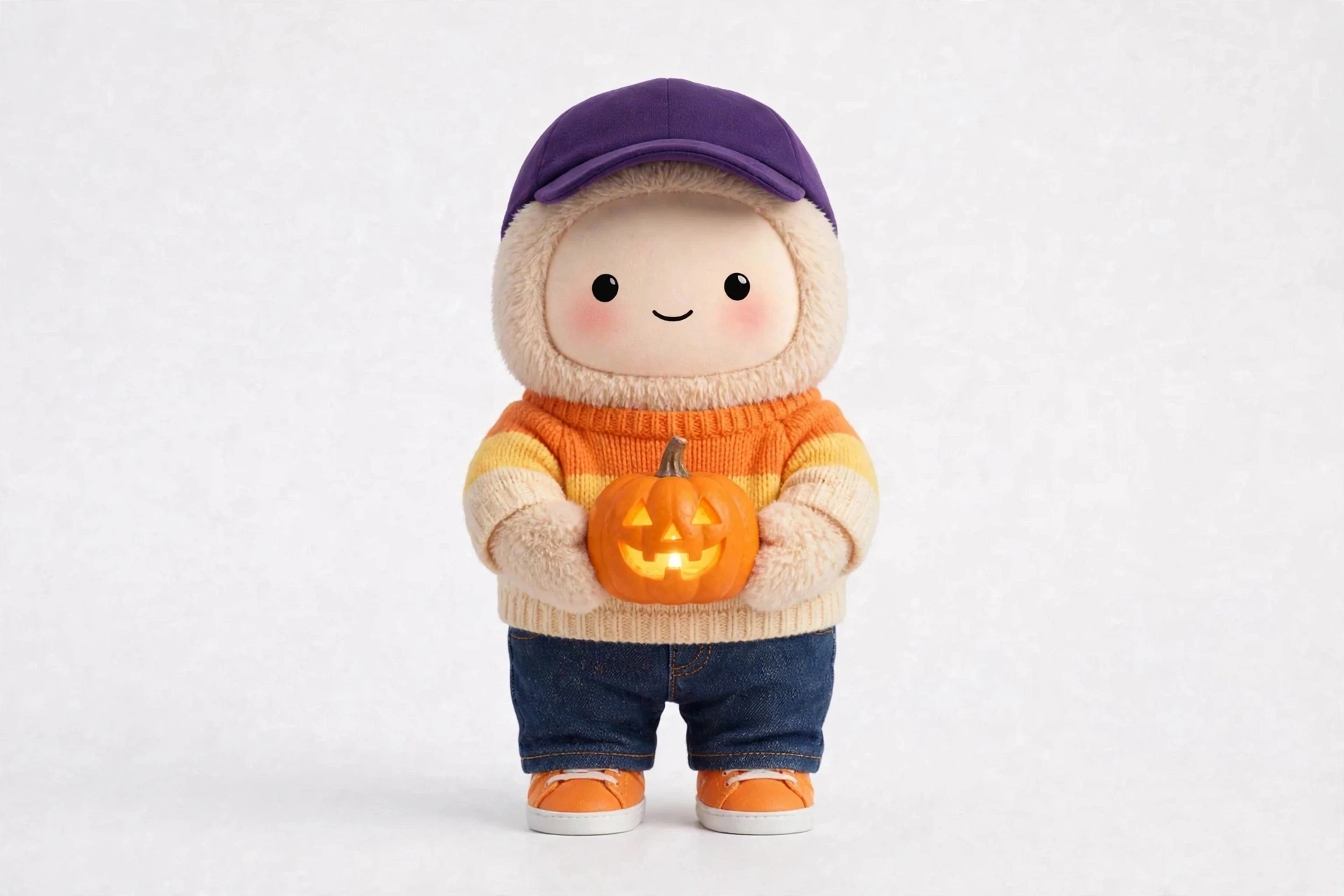 Pumpkin Storyteller wearing Candy Corn Cute — Candy corn colours for the sweetest spooky tale yet.